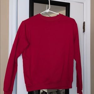 red crewneck sweatshirt